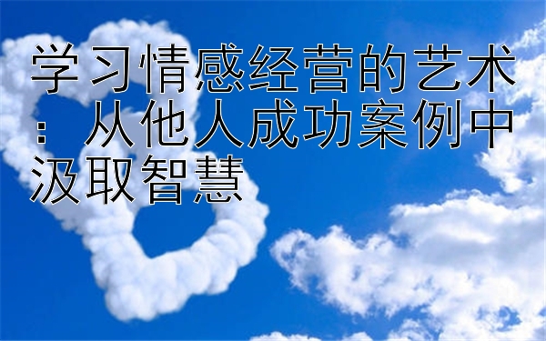 学习情感经营的艺术：从他人成功案例中汲取智慧