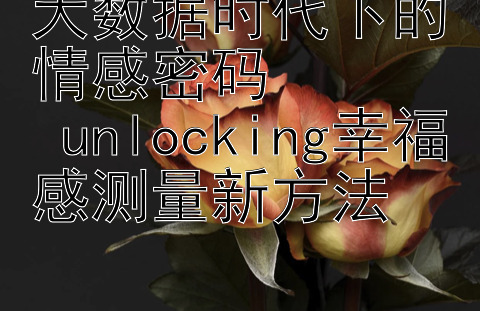 大数据时代下的情感密码  
 unlocking幸福感测量新方法